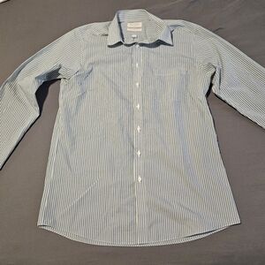 Men's Light Blue Striped Dress Shirt - Classic Button-Down
